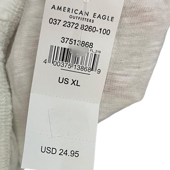 American‎ Eagle XL Button Front Smock Neck Tee White Coquette Elevated Basic New - Picture 4 of 4